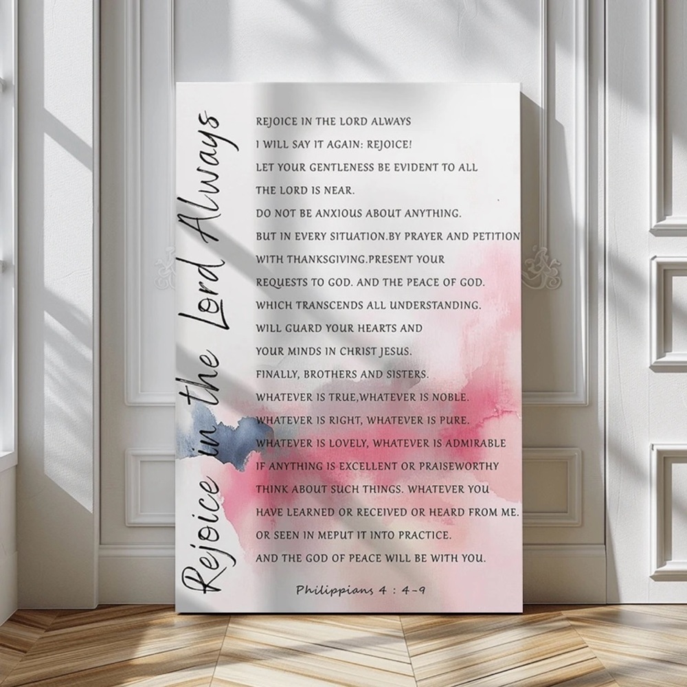 Rejoice in the Lord Bible Verse Wrapped Canvas, 12x18